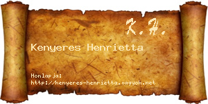Kenyeres Henrietta névjegykártya